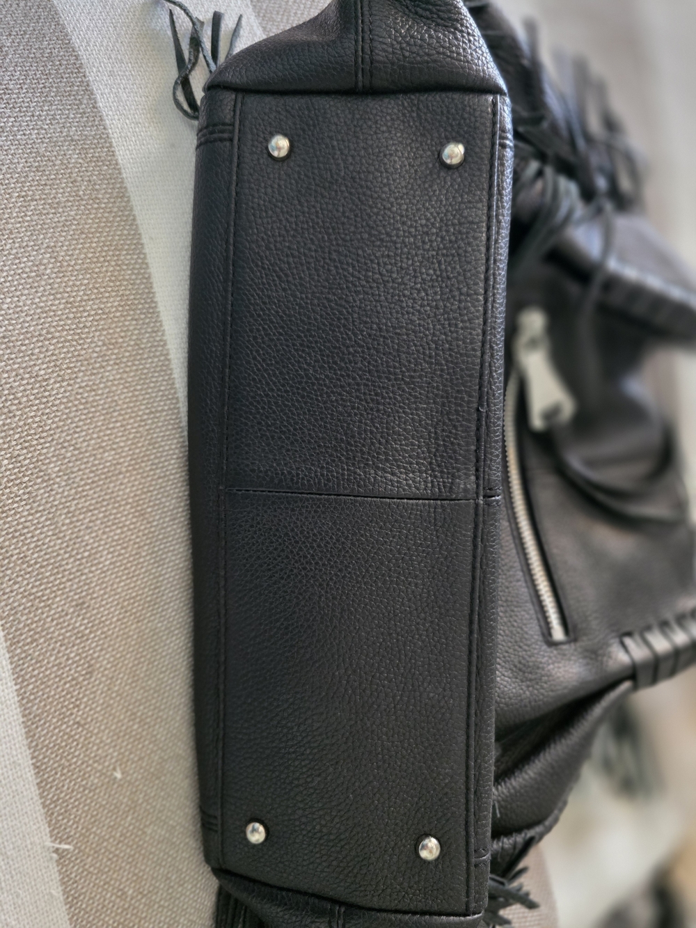 Aimee Kestenberg Black Leather Fringe Shoulder Bag - Picture 4 of 16
